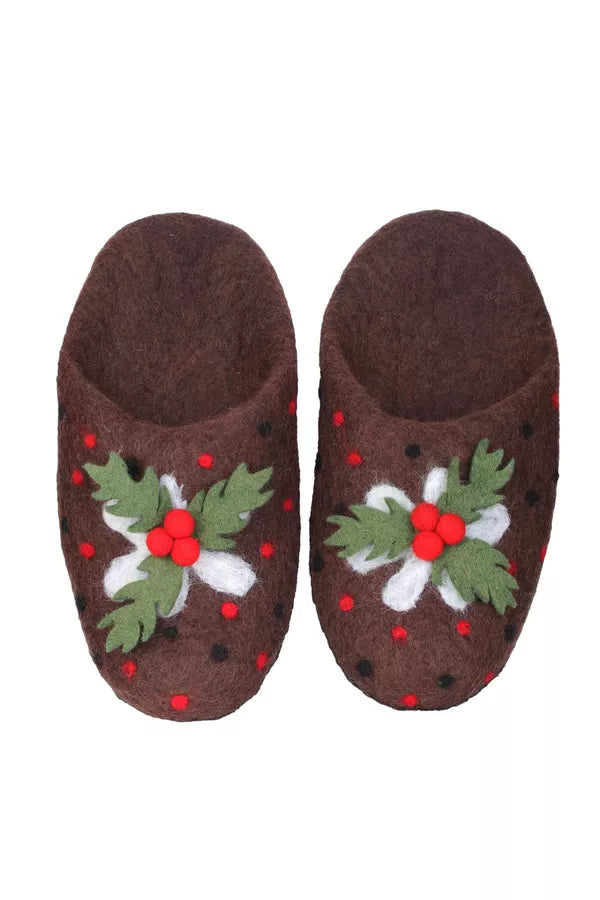 Hand felted Christmas slippers