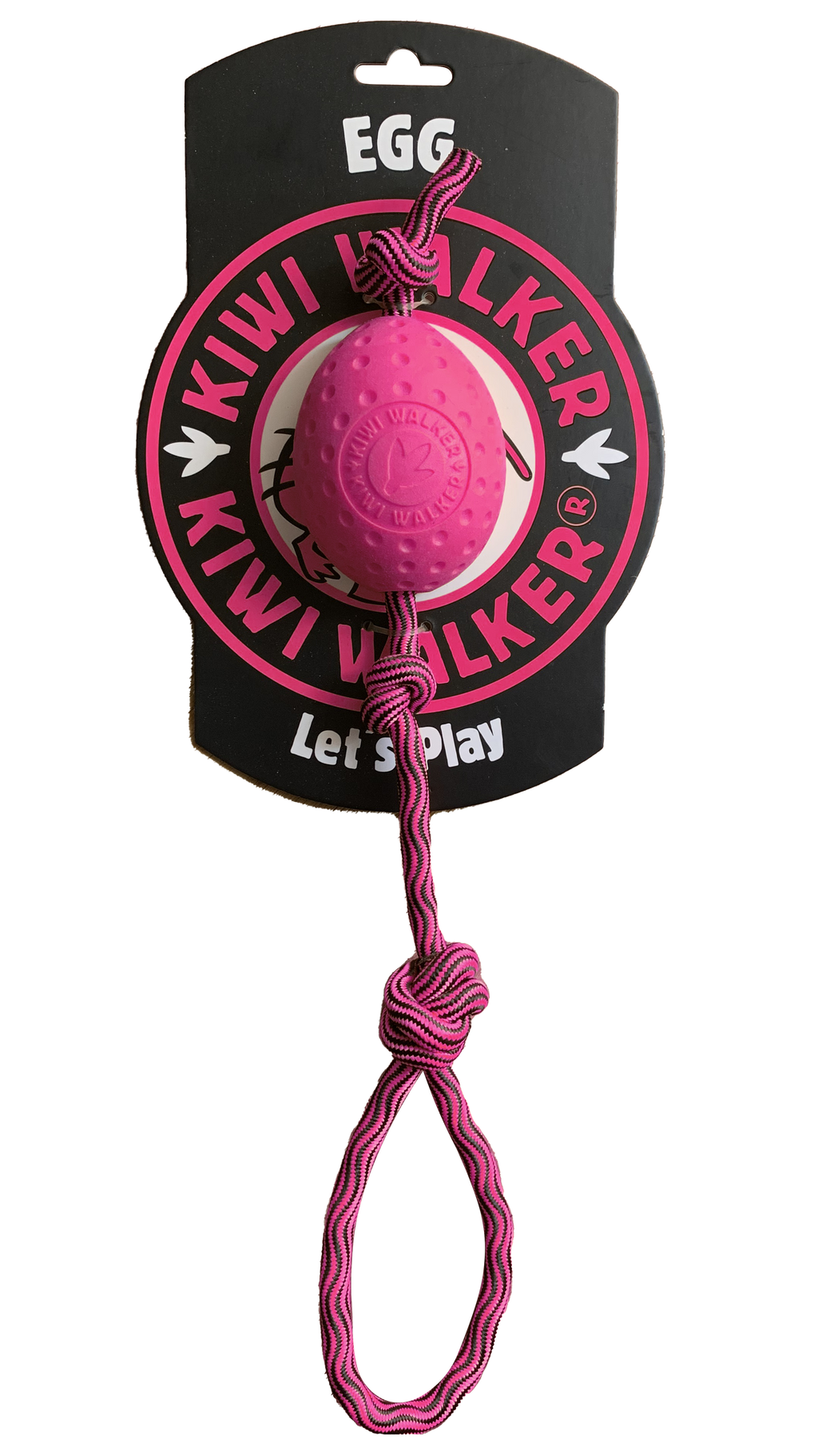 KIWI Walker EGG Dog Toy with Rope for Fetch and Tug