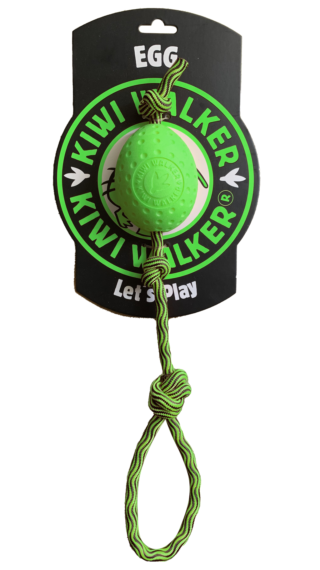 KIWI Walker EGG Dog Toy with Rope for Fetch and Tug