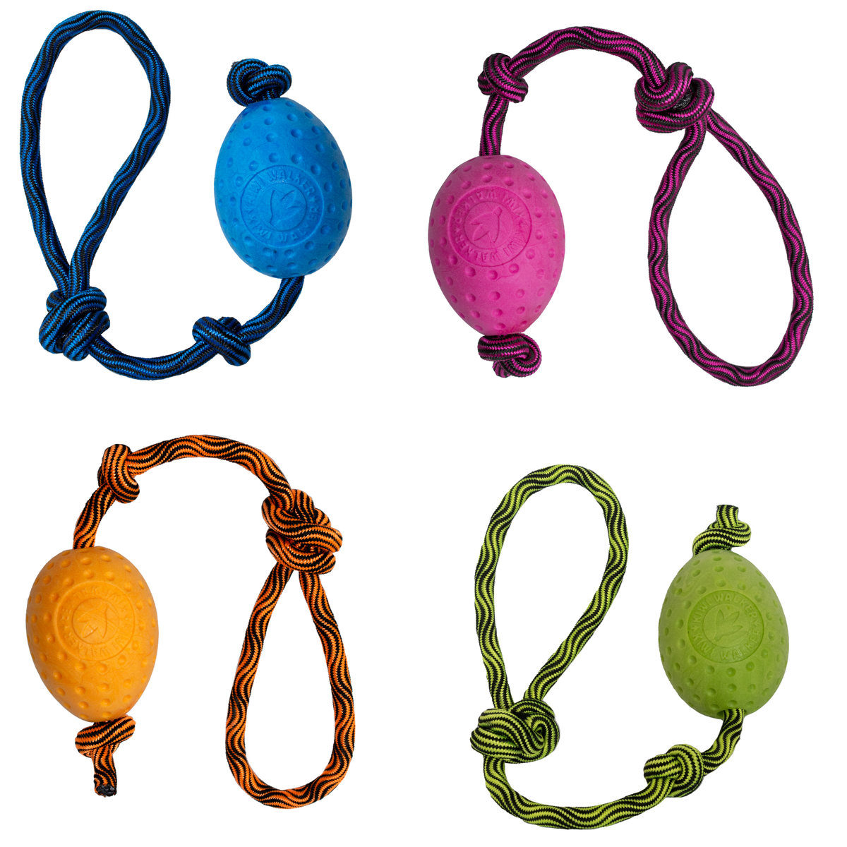 KIWI Walker EGG Dog Toy with Rope for Fetch and Tug