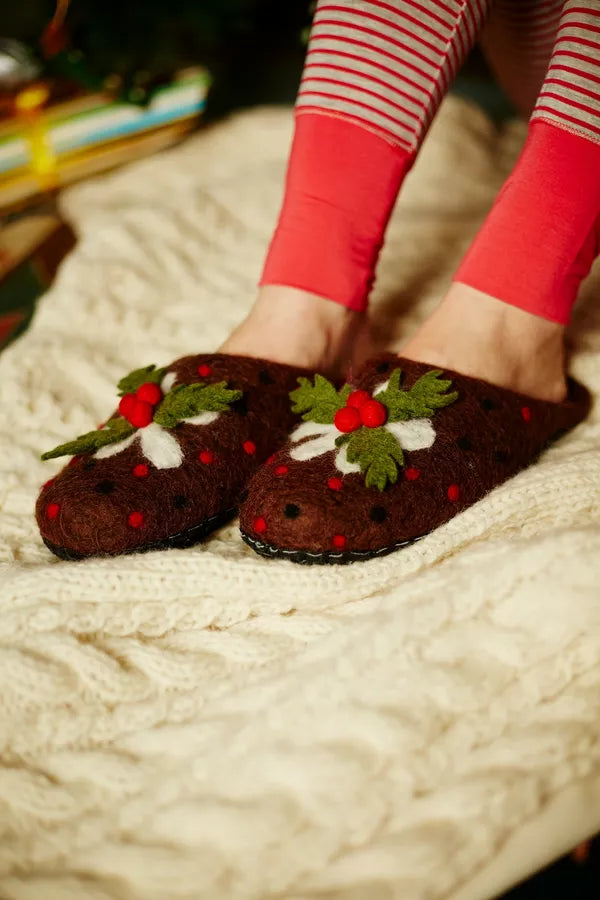 Hand felted Christmas slippers