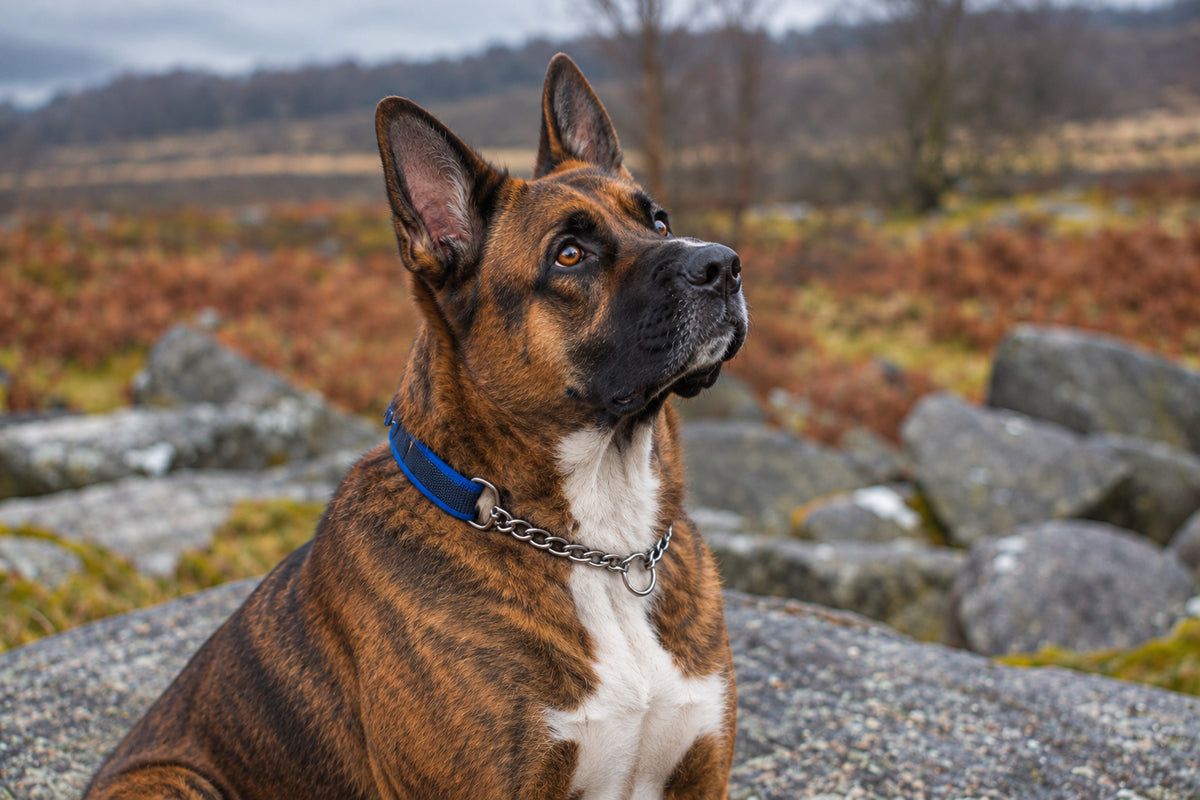 Chain Half-Check Dog Collar with Soft Webbing