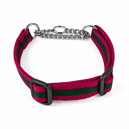 Chain Half-Check Dog Collar with Soft Webbing
