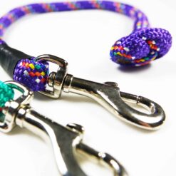 Braided rope hand tag, rainbow fleck purple