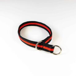 Soft padded webbed slip dog collar, black red black